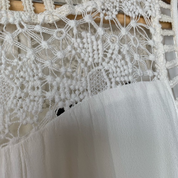 White Dress with Ivory Crochet Neckline - Picture 2 of 5